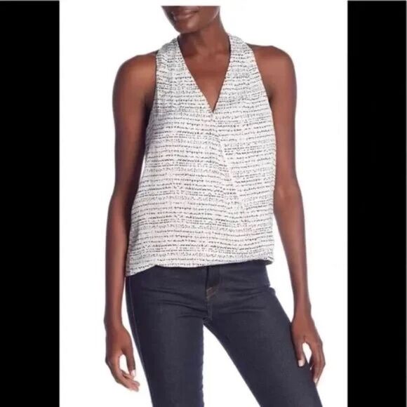 NWT Tart Carina Sleeveless Ink Stripe Pattern V-Neck Blouse Size S - Picture 1 of 9